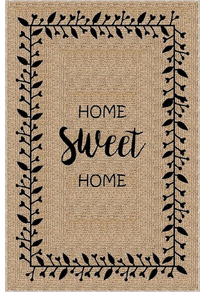 Kaymaz Tabanlı Hasır Görünümlü Leke Tutmaz Yıkanabilir Mutfak Halısı Ar1054, Sweet, 80 X 200 Diğer
