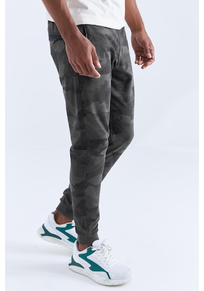 Tommy Life Haki Kamuflaj Desenli Dar Kalıp Jogger Erkek Eşofman Alt - 84754 Haki