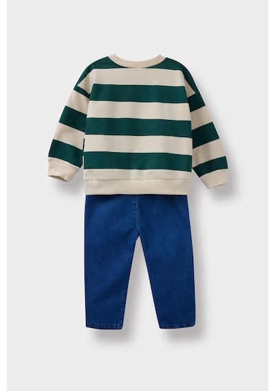 Defacto Erkek Bebek 2li Takım Çizgili Sweatshirt Jean Pantolon F3304a525auer134 Ekru Defacto Erkek Bebek 2li Takım Çizgili Sweatshirt Jean Pantolon F3304a525auer134 Ekru