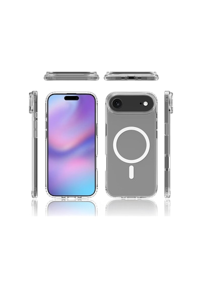 Techaks Apple Uyumlu iPhone 17 Air Kılıf M-safe Şarj Özellikli Şeffaf Sert Pc Tchs Embos Kapak - Şeffaf Şeffaf