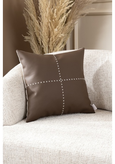 Ivy Soft Deri Kahve Kırlent Kılıfı 45x45 2546 Kahverengi