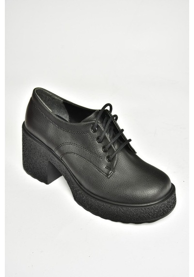 Fox Shoes T996154009 Siyah Kalın Topuklu Bağcıklı Kadın Ayakkabı Siyah