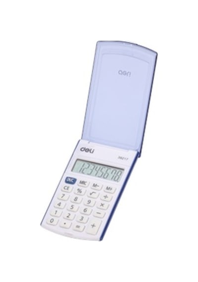 Deli 39217 Mini Hesap Makinası Kapaklı Mavi Çok Renkli