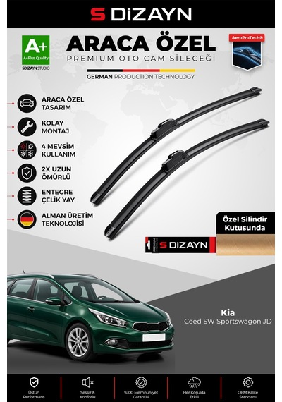 S-dizayn Kia Ceed Sw Ön Cam Silecek Seti 2012-2018 Premium Araca Özel 65-35 Cm A+ Kalite