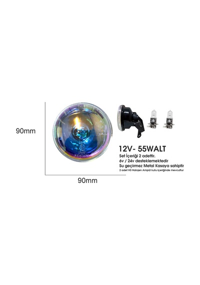 Universal H3 Sis Farı 90mm 2 Adet Colormatic
