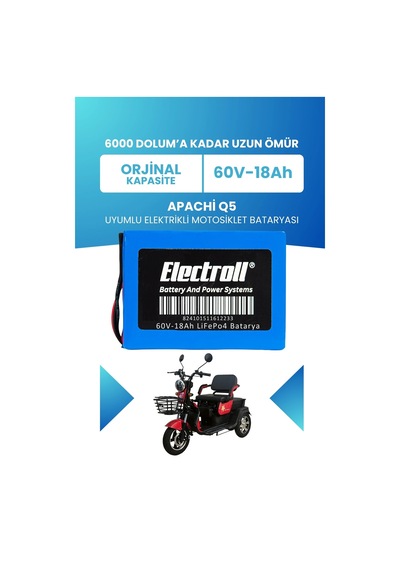 Apachi Q5 Batarya Standart Kapasite Lifepo4 60v 18ah Elektrikli Motosiklet Bataryası