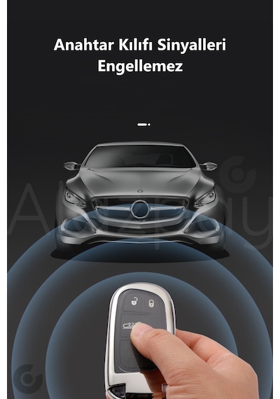 Fiat Egea 500x Jeep Grand Cherokee Wrangler Renegade Compass Chrysler Tpu Anahtar Kılıfı Gümüş