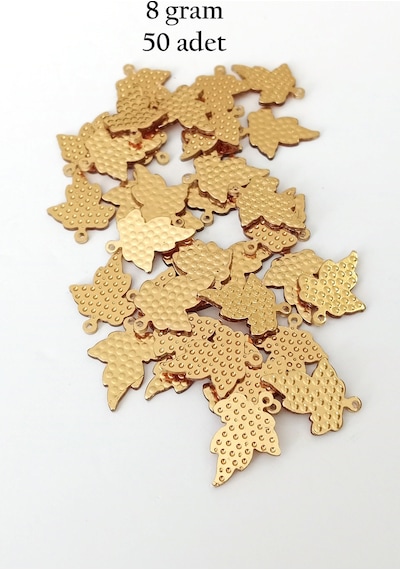 Oya Abiye Bileklik Kolye Pleksi Metalik Plastik Pul Altın Renk 8 Gram 50 Adet - Bnc489
