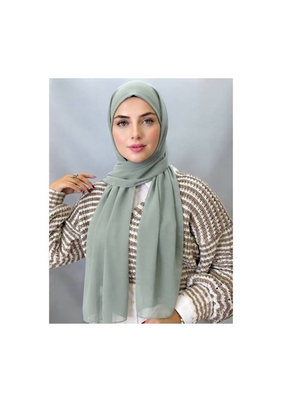 Aldaıyr Hazır Pratik Lüks Boru Boneli Şifon Şal Boa12354 Mint-yeşili108