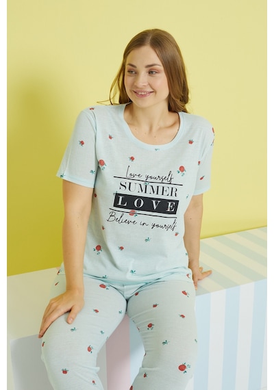Siyah İnci Curve Büyük Beden Battal Boy Örme Pijama Takımı 24103626 Çok Renkli