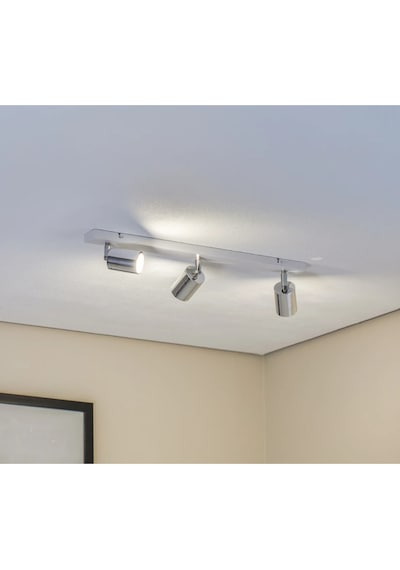 Mylights Gu10 3lü Üçlü Beyaz Gövde Krom Başlıklı Hareketli Tasarruflu Led Tavan Spot Avize Krom - Beyaz