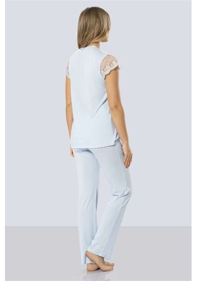Türen 3197 Dantelli Pijama Takımı - Mavi Mavi