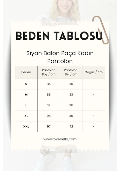 Rovebella Siyah Balon Paça Likralı Pantolon