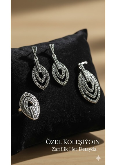 Markazit 3 Lü Set 925 Ayar Beyaz