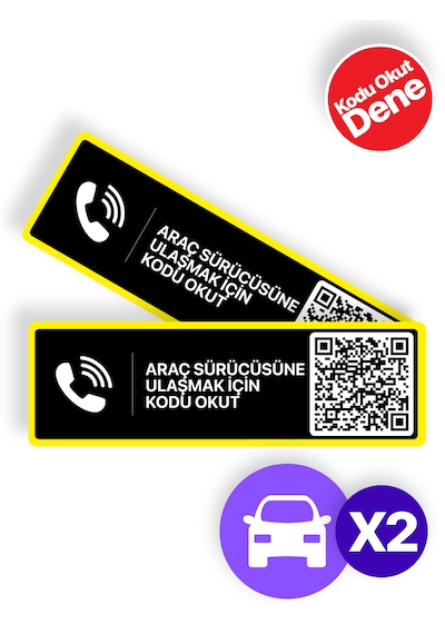 Meo 2'li Paket - Numarasız Numaratör - Qr Kodlu Araç Numaratörü - Araç İçi Park Telefon Numarası Yatay Etiket 001