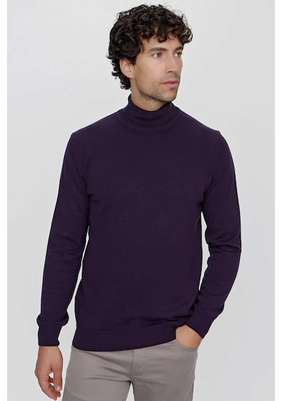 Morven Basic Dinamik Fit Rahat Kesim Balıkçı Yaka Triko Kazak 99kc017003309 Mor