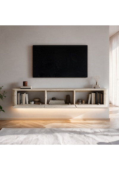 İnarch Dizayn Yoyo Led Işıklı Duvara Monte Tv Sehpası - 3 Kapaklı Modern Tv Konsolu Traverten İnarch Dizayn Yoyo Led Işıklı Duvara Monte Tv Sehpası - 3 Kapaklı Modern Tv Konsolu Traverten