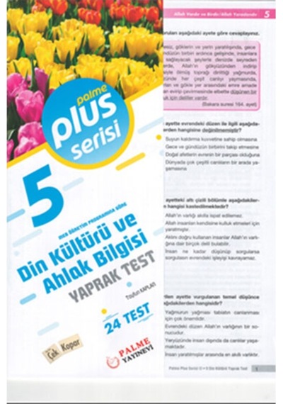 5 Sınıf Din Kültürü Yaprak Test Palme Yayınları