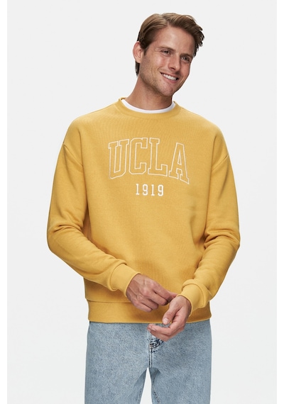 Ucla Sandhıll Sarı Bisiklet Yaka Nakışlı Loose Fit Erkek Sweatshirt Sarı