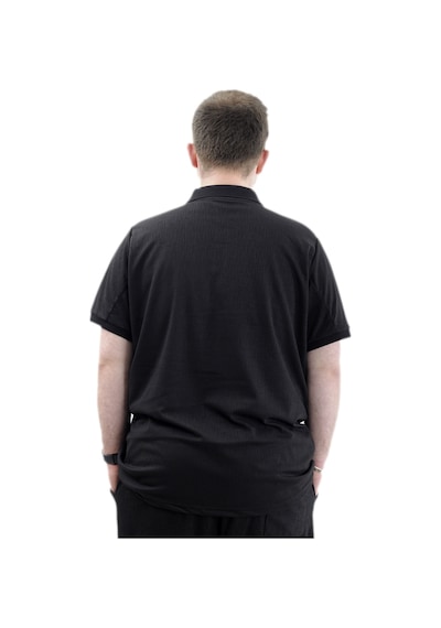 Mode Xl Büyük Beden Erkek Tişört Polo Yaka Jakar U24337 Siyah Siyah