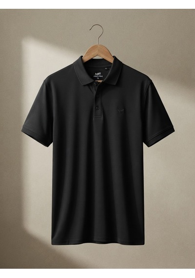 Maccali Erkek Siyah Basic Polo Yaka Tişört