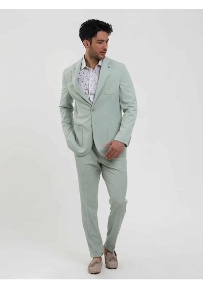 Dufy Yeşil Erkek Slim Fit Düz Mono Yaka Casual Ceket - 104431-yesıl Yeşil