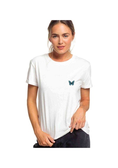 Large Clip Butterfly Baskılı Beyaz Kadın Tshirt