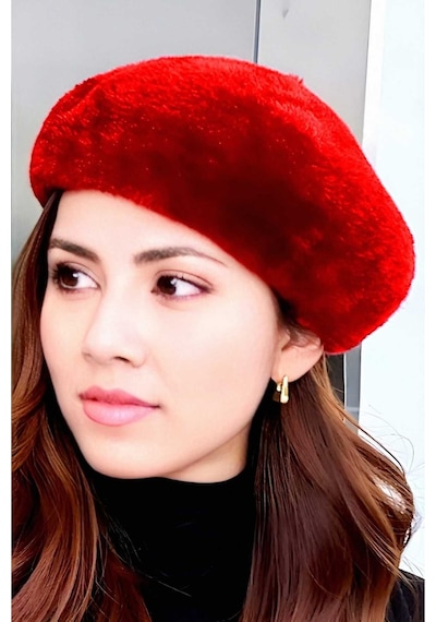 Uniquetrenders Kadın Peluş Ressam Bere Kırmızı