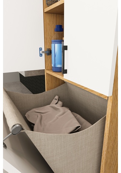 Modern Çamaşır Sepetli Çok Amaçlı Banyo Dolabı %100 Mdf Banyo Düzenleyici Dolap Bd06 Beyaz - Karına Modern Çamaşır Sepetli Çok Amaçlı Banyo Dolabı %100 Mdf Banyo Düzenleyici Dolap Bd06 Beyaz - Karına