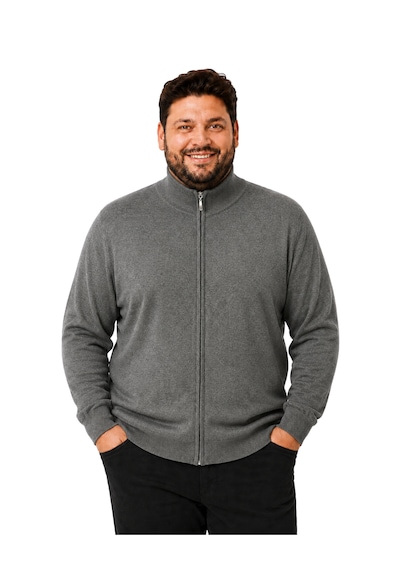 Battalmoda Erkek Büyük Beden Füme Fermuarlı Dik Yaka Pamuklu Hırka 3xl-4xl-5xl-6xl