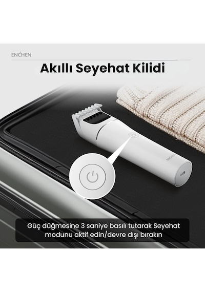 Enchen Boost 2 Beyaz Taşınabilir Şarjlı Saç Kesim Makinesi