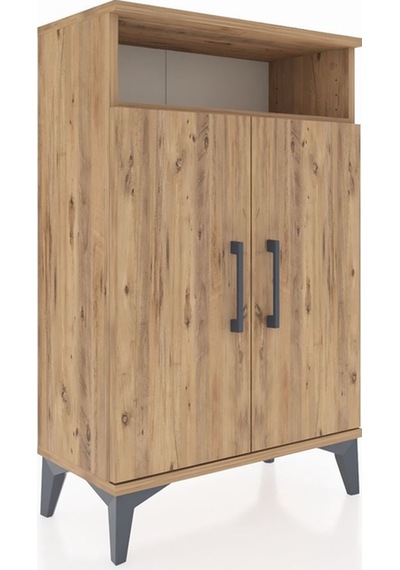Arges Komodin 3 Raflı 2 Kapaklı 60x30x96 Çam-çam Çam