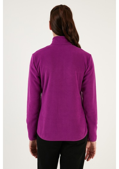 Lela Slim Fit Anti-Pilling Tüylenme Yapmayan Fermuarlı Cepli Hırka 2' Li Paket Bayan Polar 5907002S2 Mor-Siyah