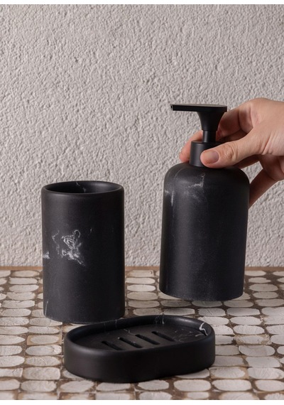 The Mia Marble Banyo Seti Siyah Siyah 3 Parça Çok renkli
