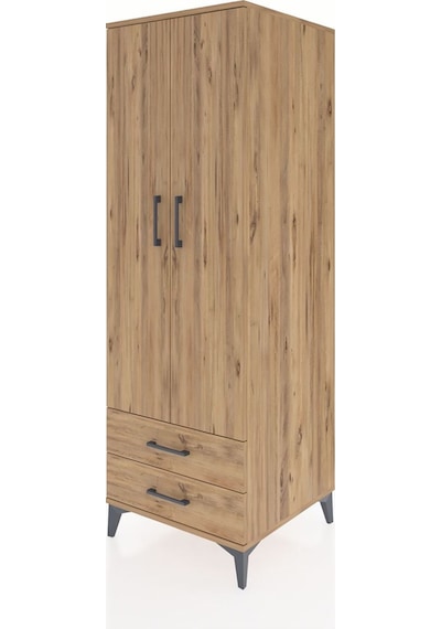 Kronos Dolap 4 Raflı 2 Çekmeceli 2 Kapaklı 60x59x182 Çam-çam Çam
