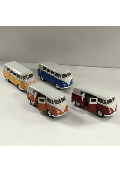 Metal Model Çek Bırak Oyuncak Araba 1963 Volkswagen T1 Bus Biblo turuncu