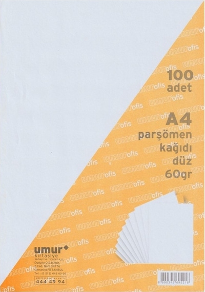 Beyaz Parşömen Kağıdı 60gr A4 100 Adet Fotokopi Kağıdı
