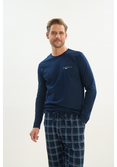 Sevim Erkek Uzun Kol Lacivert Pijama Takım C8t1n5o9 001