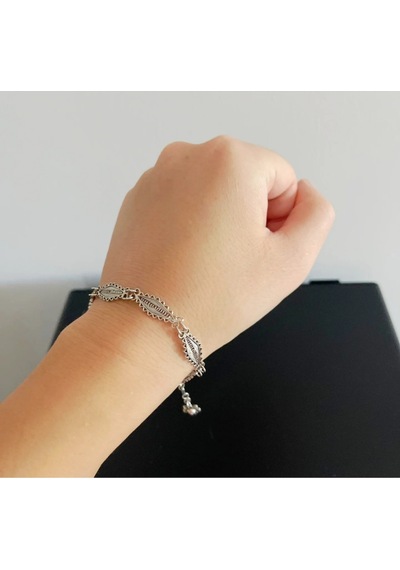 Oriental Kuyumculuk Jewellery Telkari Gümüş Bileklik Gri