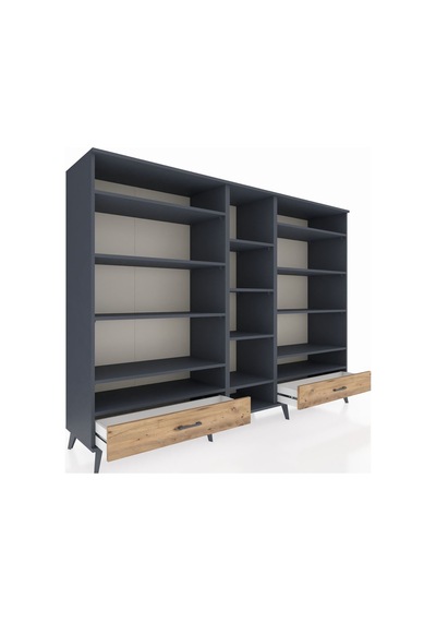 Hyperion Dolap 14 Raflı 2 Çekmeceli 220x44x163 Antrasit-antrasit/çam Antrasıt/atlas Çam - Antrasıt Hyperion Dolap 14 Raflı 2 Çekmeceli 220x44x163 Antrasit-antrasit/çam Antrasıt/atlas Çam - Antrasıt