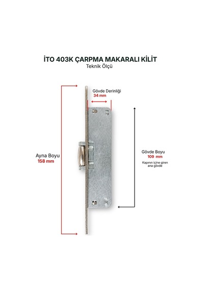 İto Kilit 403k Alüminyum Ve Pvc Uyumlu Makaralı Çarpma Gömme Kapı Kilidi