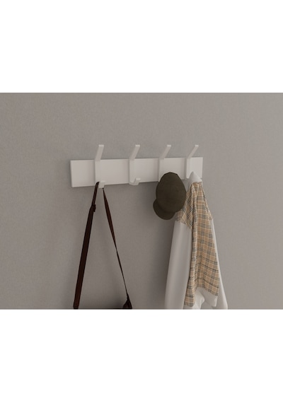 Hepsi3boyutlu Modern Duvar & Kapı Kanca Askılık - 4 Adet Beyaz Kanca Askılık - Model No : 1 Beyaz