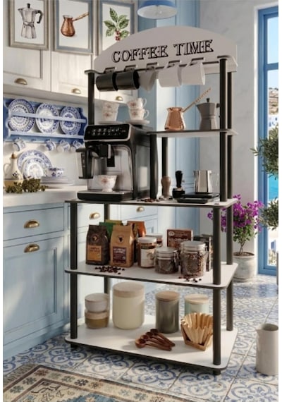 Kahve Köşesi Dolabı Çok Amaçlı Kitaplık 140x69x39 Cm Kahve Makinesi Standı, 1. Sınıf Mdf, Demonte Kolay Kurulum Ceviz Kahve Köşesi Dolabı Çok Amaçlı Kitaplık 140x69x39 Cm Kahve Makinesi Standı, 1. Sınıf Mdf, Demonte Kolay Kurulum Ceviz