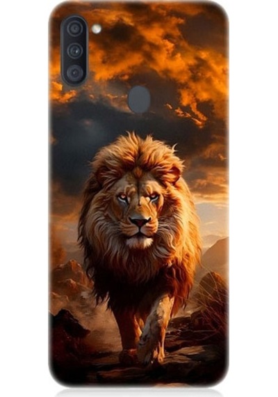Samsung Galaxy M11 Uyumlu Yırtıcı Aslan Kral Desenli Silikon Kılıf