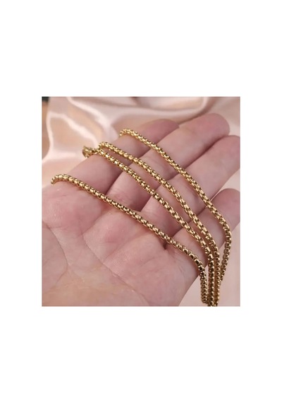 Lunarie 14k Gold Çelik Kutu Zincir Kolye Kalın Halka Kararmaz Altın