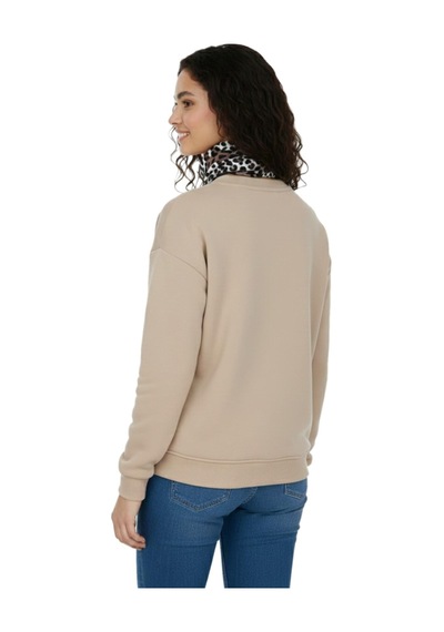 Baglan Kadın Spor Sıfıryaka Sweatshirt Fular Lı Bgl-st05062 Bej