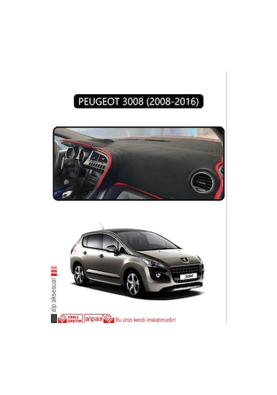Peugeot 3008 2008-2016 Torpido Koruma Halısı Siyah Kenar