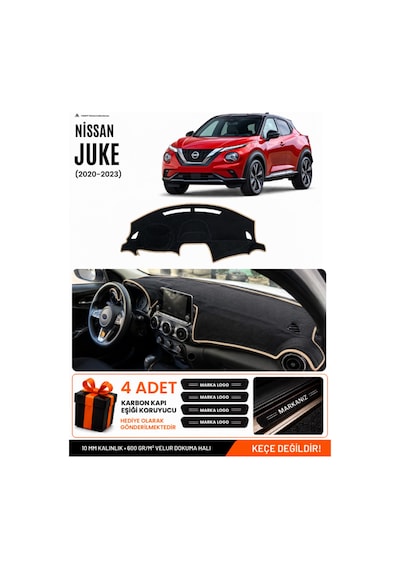 Nissan Juke 2020-2023 Uyumlu Torpido Koruma, Torpido Örtüsü, Torpido Kılıfı - Siyah-bej - Nı022