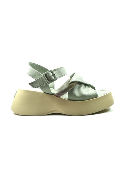 Özgençshoes 311 Hakiki Deri Yeşil Kalın Taban Kadın Sandalet Mint Yeşili