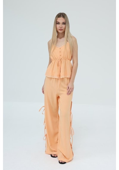 Etiler Collection Fiyonklu Bluz Takım - Kavuniçi Kavuniçi